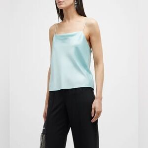 Alice + Olivia Harmon Drape Slip Tank Light Blue S